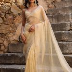 Beige Multicolor Butti Saree Set