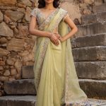 Green Multicolor Border Saree Set