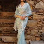 Light Blue Phool Patti Saree Set