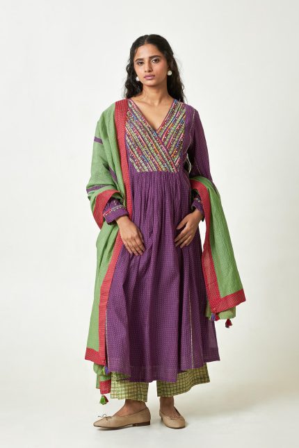 Grape Sun Embroidered Kurta Set