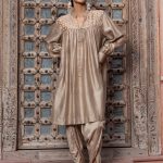 Beige Chanderi Silk Tunic Set