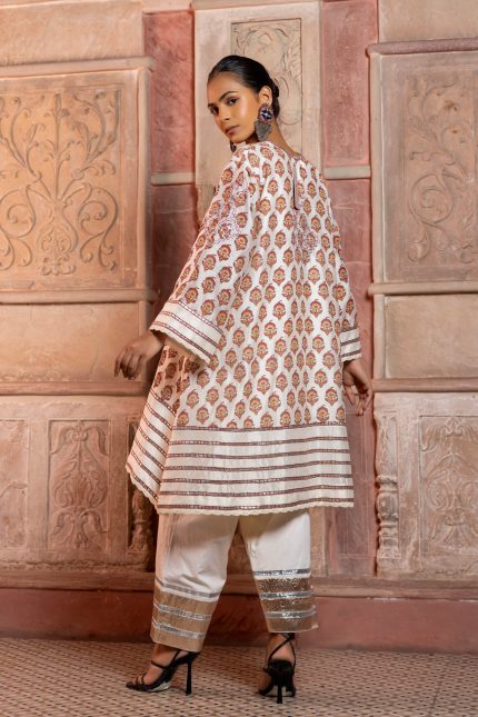 Ivory Block Printed Tunic Set