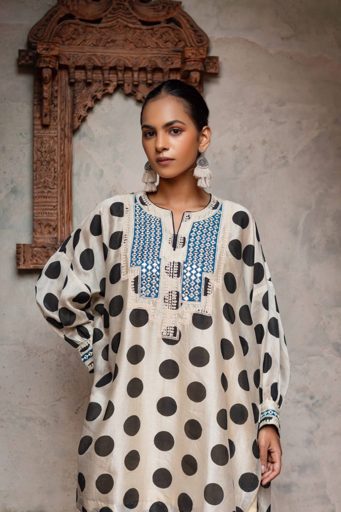 Beige Polka Dot Printed Co-ord Set