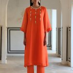 Orange Floral Butti Tunic Set