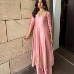 Muave Pink Floral Butti Anarkali Set