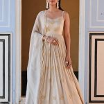 Grey Floral Butti Embroidered Anarkali Set