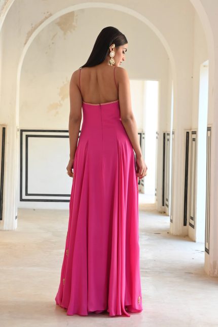Pink Butti Embroidered Anarkali Set