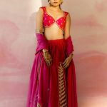 Fucsia Leaf Embroidered Lehenga Set