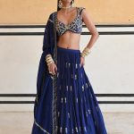 Royal Blue Floral Jaal Embroidered Lehenga Set
