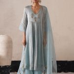 Powder Blue Gathered Kurta Set