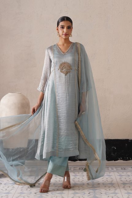 Powder Blue A-Line Kurta Set