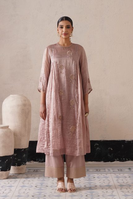 Muave Curve Panel Kurta Set