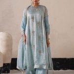 Powder Blue Curve Panel Kurta Set