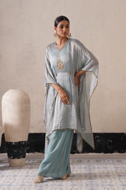 Powder Blue Long Kaftan Set