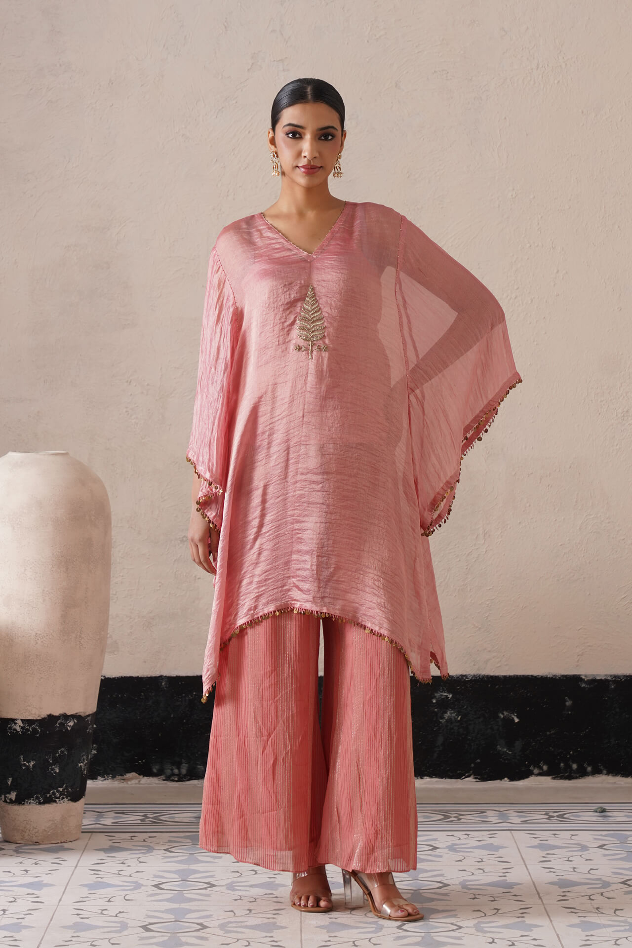 Rose Pink Long Kaftan Set 1 Rose Pink Long Kaftan Set