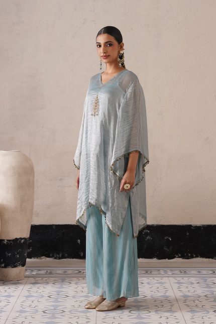 Powder Blue Long Kaftan Set