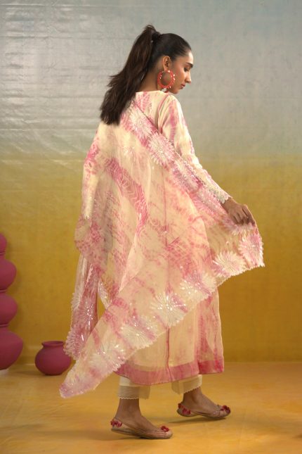 Ivory Chikankari And Katdana Embroidered Suit Set