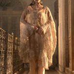 Gold Tissue Chikankari And Mukaish Embroidered Cape Set