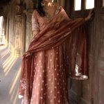 Rose Gold Chikankari And Mukaish Embroidered Lehenga Set