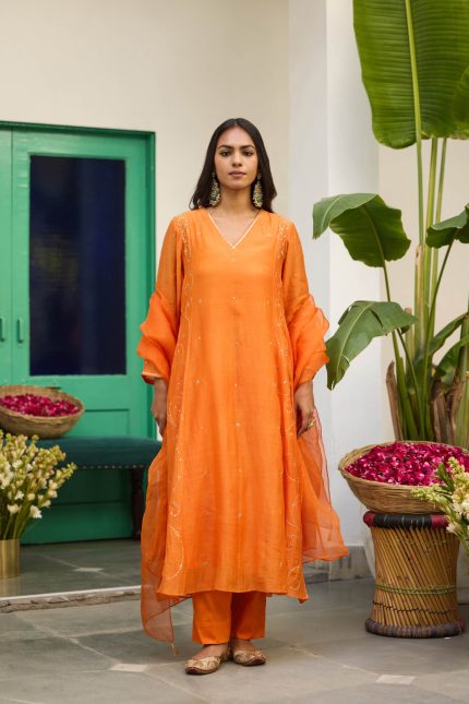 Orange Imarti Motichoor Kurta Set