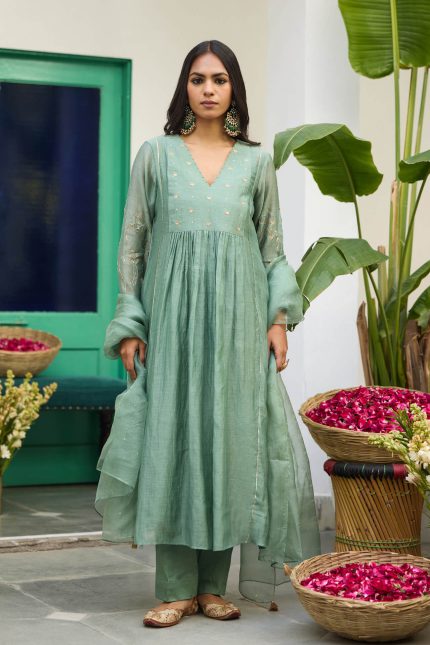 Sage Green Mishri Motichoor Kurta Set