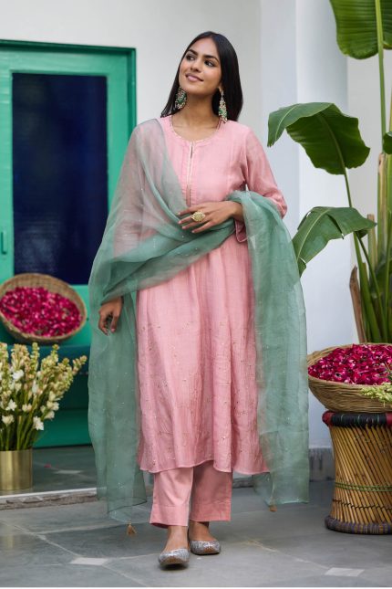 Peach Navya Mootichor Kurta Set