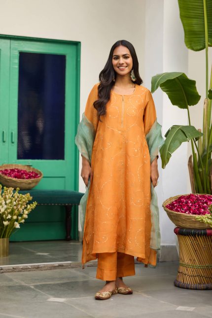 Orange Shagan Motichoor Kurta Set