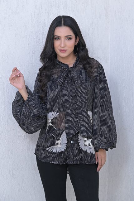 Onyx Wing Bow- Tie Shirt