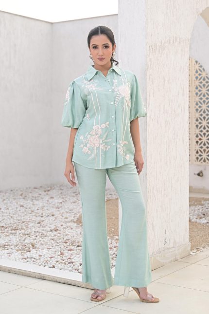 Sea Blue Inflorescence Co-ord Set
