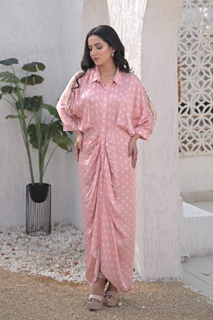 Seraphine Embellished Bandhani Gathered Dress