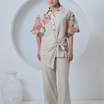 Gulab Organza Sleeve Side Tie-Up Coord Set