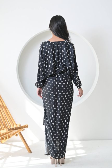 Black Bandhani Drape Dress