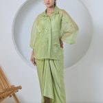 Pearl Petal Shirt With Knot Skirt Set