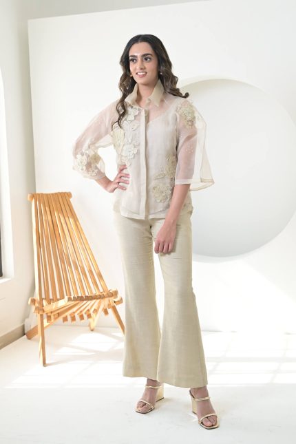 Pearl Petal Shirt With Pant Set