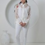 Botanical Small Flower Shoulder Embellishment Shirt