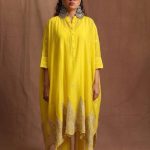 Yellow Chanderi Gota Patti Kaftan Set