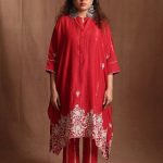 Red Chanderi Gota Patti Kaftan Set