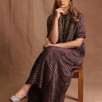 Wine & Silver Chanderi Silk Maxi Dress