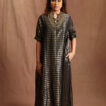 Black & Gold Chanderi Silk Maxi Dress