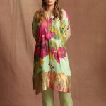 Lime Green FLoral Tussar Tunic Set