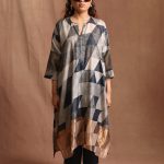 Grey Geometric Tussar Tunic Set
