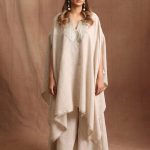 Round Neck Khaki Linen Cape Set