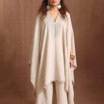 V Neck Khaki Linen Cape Set