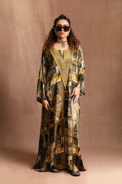 Multicolor Moghul Miniature Kaftan