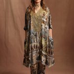 V Neck Moghul Miniature Tunic Set