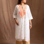 Neon Orange Front Patch Kaftan Set