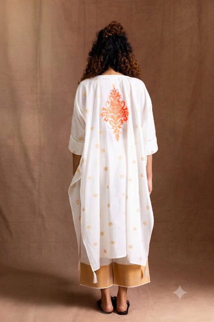 Neon Orange Front Patch Kaftan Set