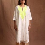 Neon Green Front Patch Kaftan Set