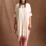 Organic Handwoven Off-White & Red Yoke Kaftan Set