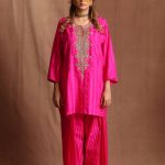 Pink & Pink Silk Striped Farshi